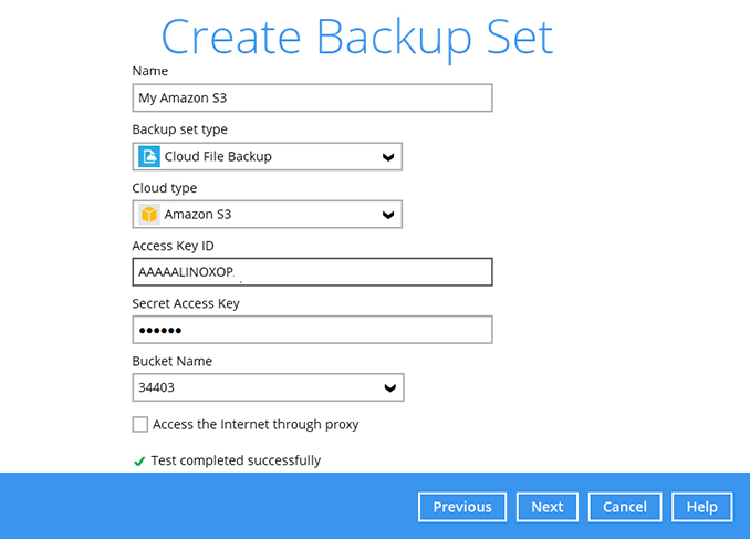 How to create a Amazon S3 cloud file backup