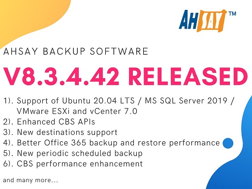 New Ahsay v8.3.4.42 Released 