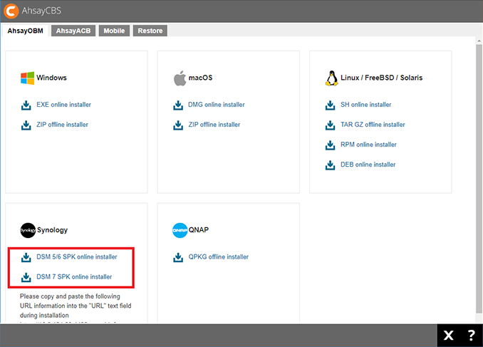 Ahsay Self Hosted Backup Solution - Synology