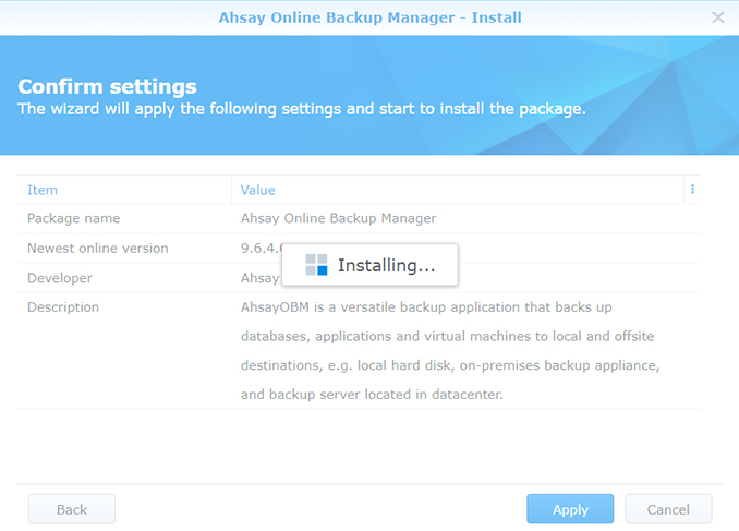 Ahsay Self Hosted Backup Solution - Synology