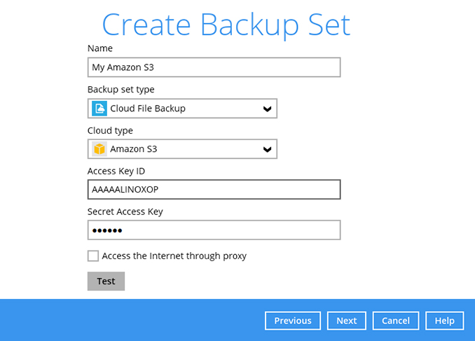 How to create a Amazon S3 cloud file backup