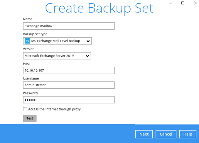 How to create a Microsoft Exchange Server (individual mail) backup