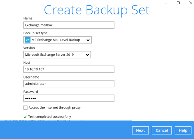 How to create a Microsoft Exchange Server (individual mail) backup