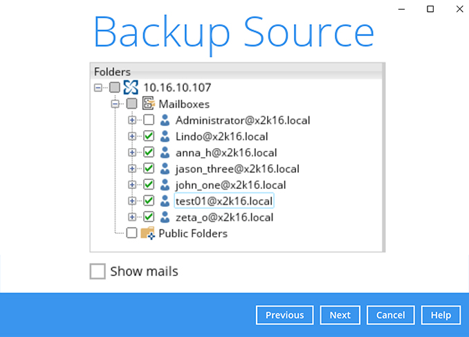 How to create a Microsoft Exchange Server (individual mail) backup