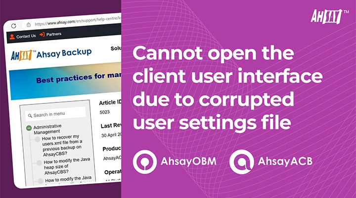 Cannot open the client user interface due to corrupted user settings file