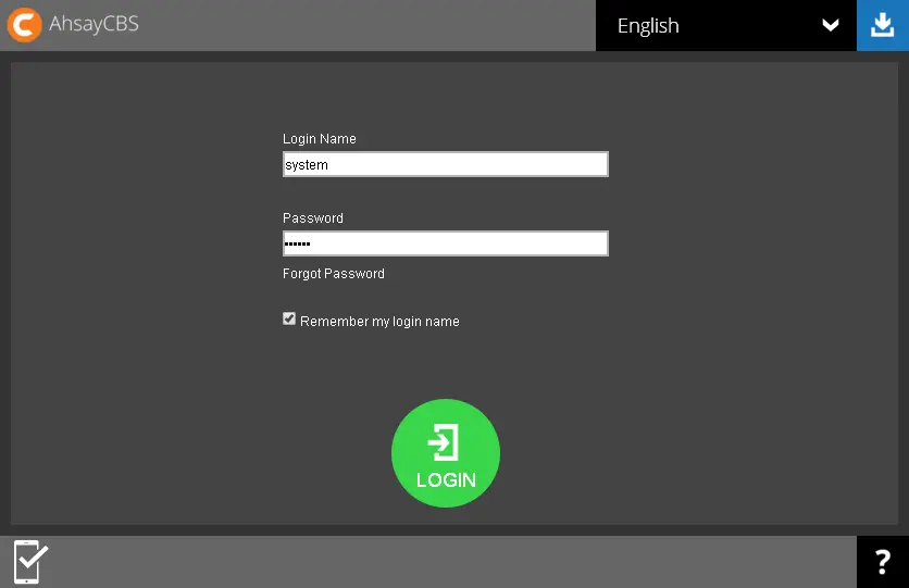 CBS Login screen