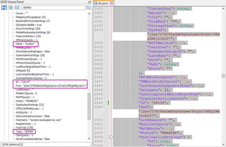 Locate system account key in cbs.json