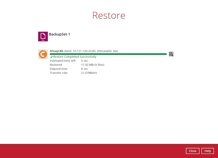 Restore Completed
