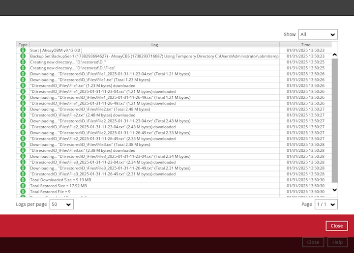 Restore Logs