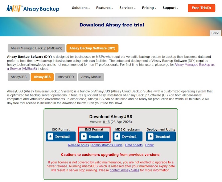AhsayUBS Image File