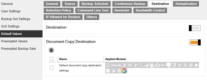 Destination Default Value