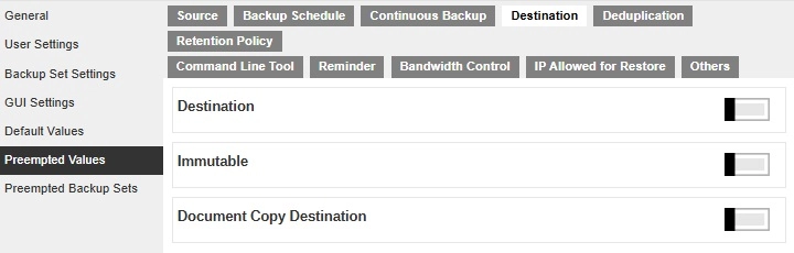 Destination Preempted Values