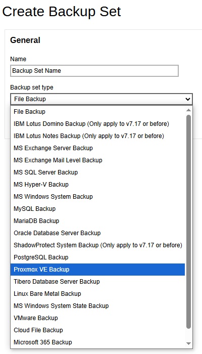 Proxmox Backup Set