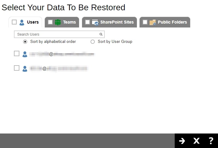 Select Data To Restore