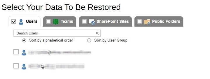Select Data To Restore