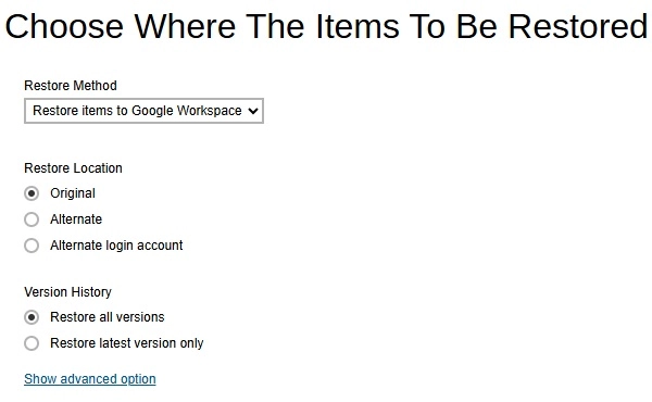 Restore to Original Location