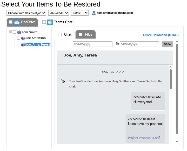 Restore Teams Chat