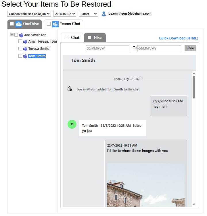 Restore Teams Chat