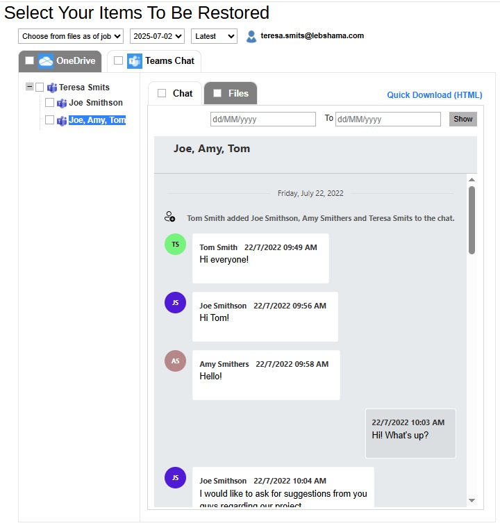 Restore Teams Chat