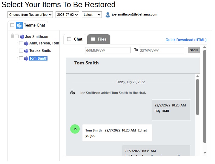 Restore Teams Chat