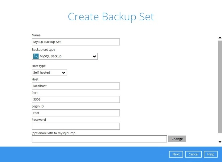 Create backup set