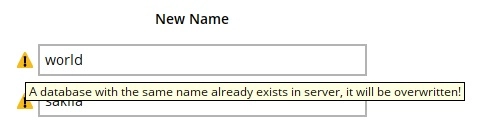 New database name