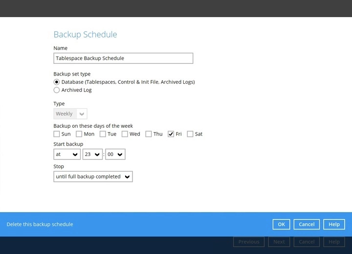 Tablespace Backup Schedule