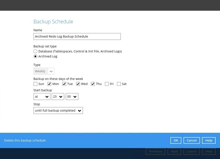Archived Redo Log Backup Schedule
