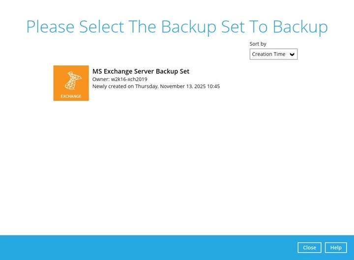 Select Backup Set