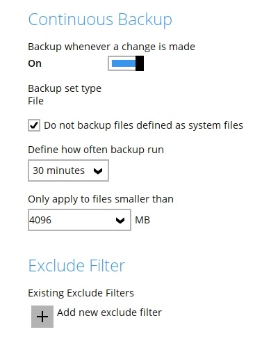 Continuous Backup