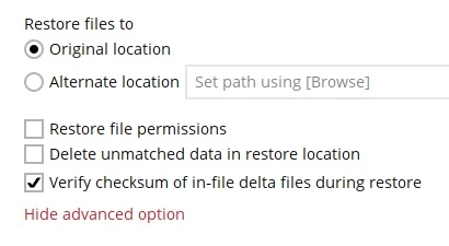 Restore to Original Location