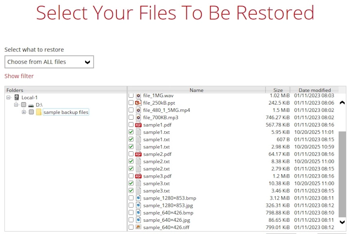 Choose from all files