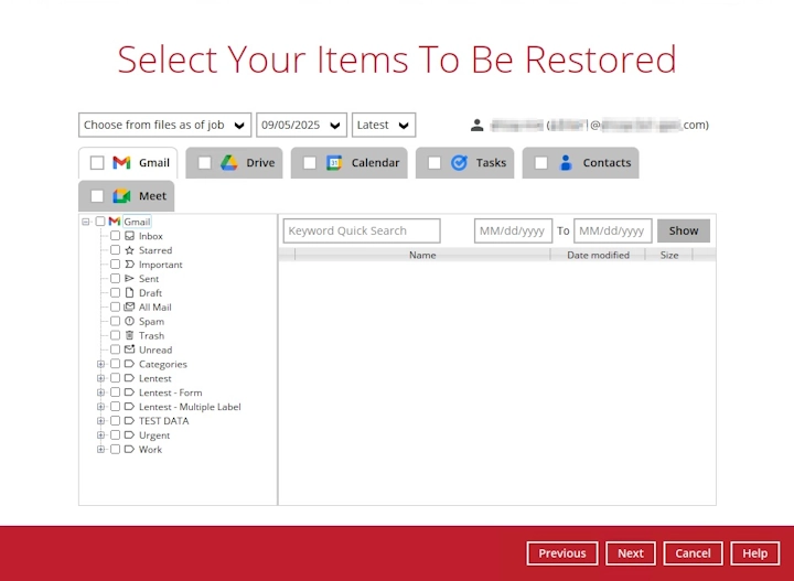Items to restore