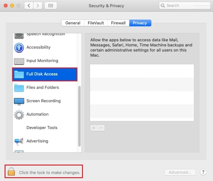 Full Disk Access