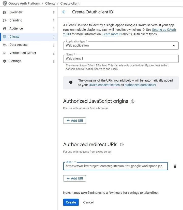 Create OAuth Client ID