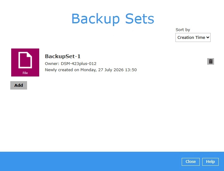 Backup Set Created