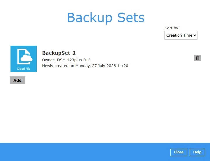Backup Set Created