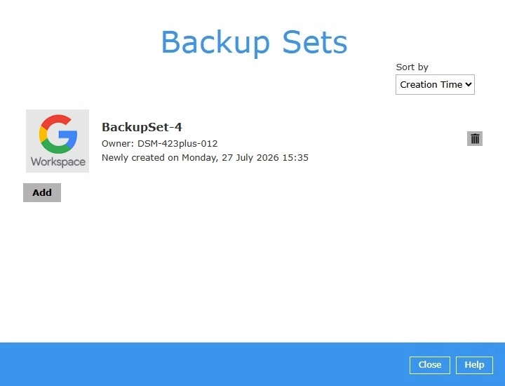 Backup Set Created