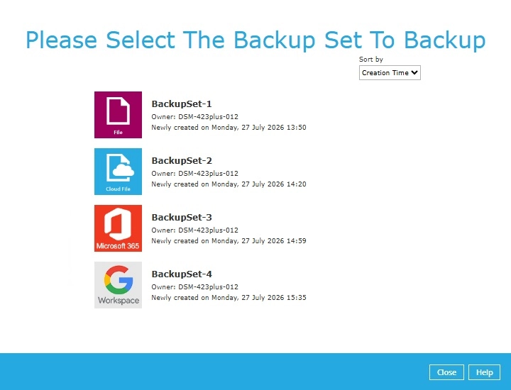 Select Backup Set