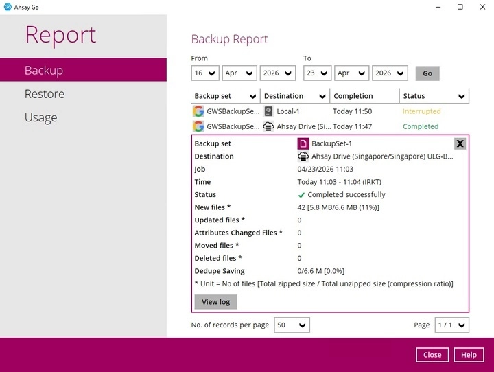 Backup Report