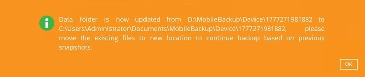 New Mobile Backup Destination