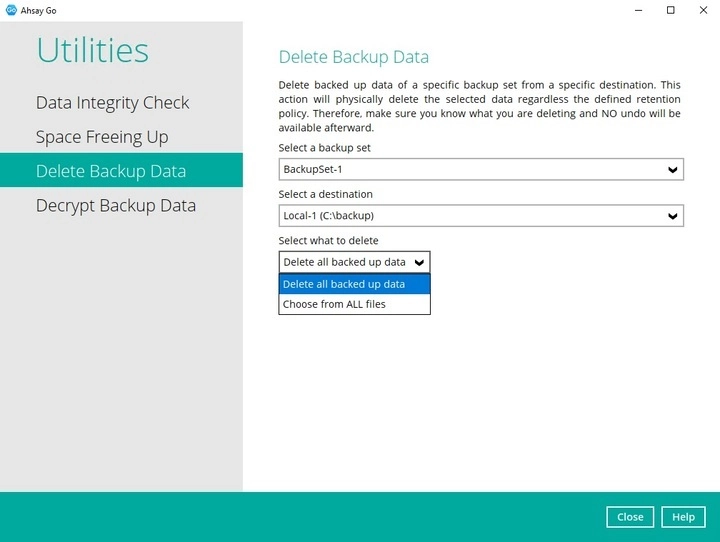Delete Backup Data