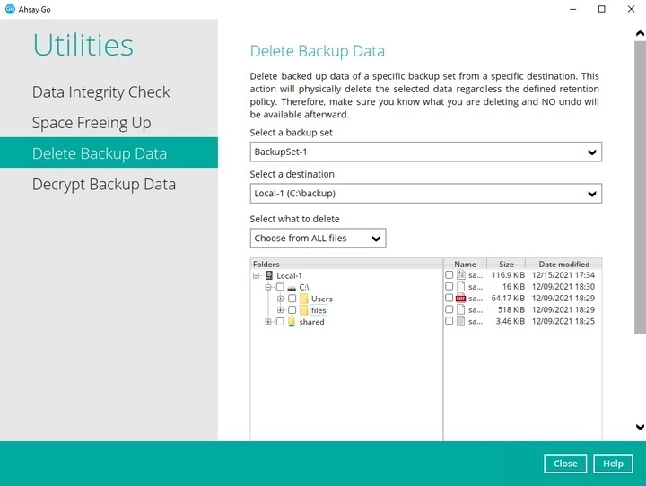 Delete Backup Data