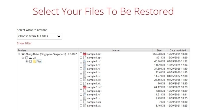 Choose from all files