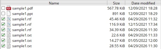 List of files