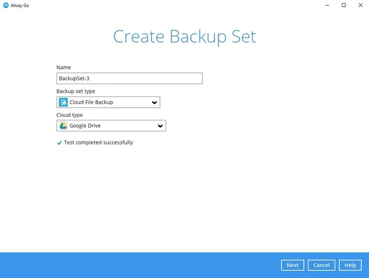 Create Backup Set