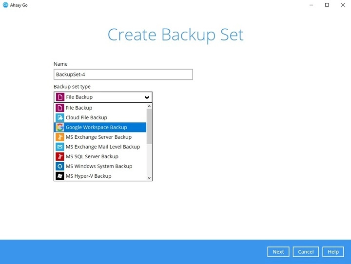Create Backup Set