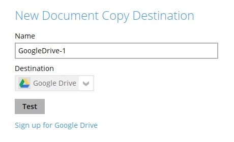 Add new Google Drive Destination