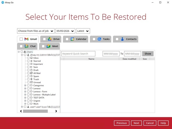 Items to Restore