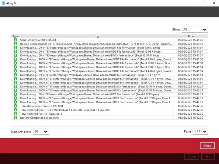 Restore Logs